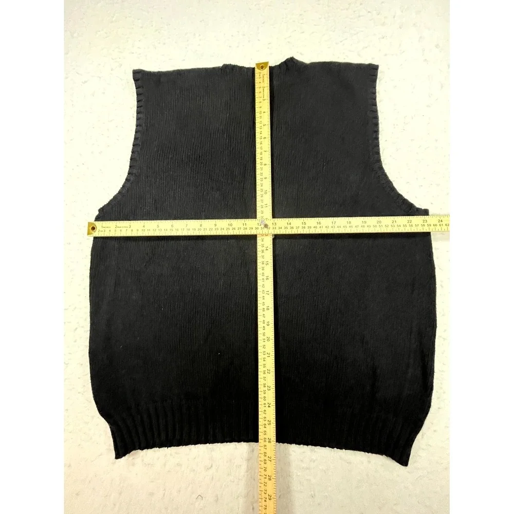 Polo Ralph Lauren Sweater Vest Mens XL Black Tight Knit Ribbed Pony Logo V Neck